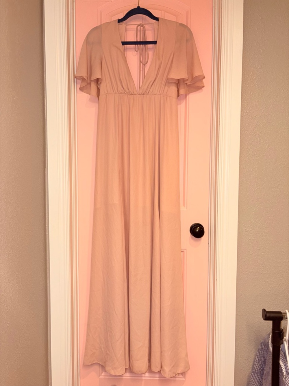 Show Me Your Mumu Faye Flutter Maxi Dress Blush Pink Size Small Boho Wedding